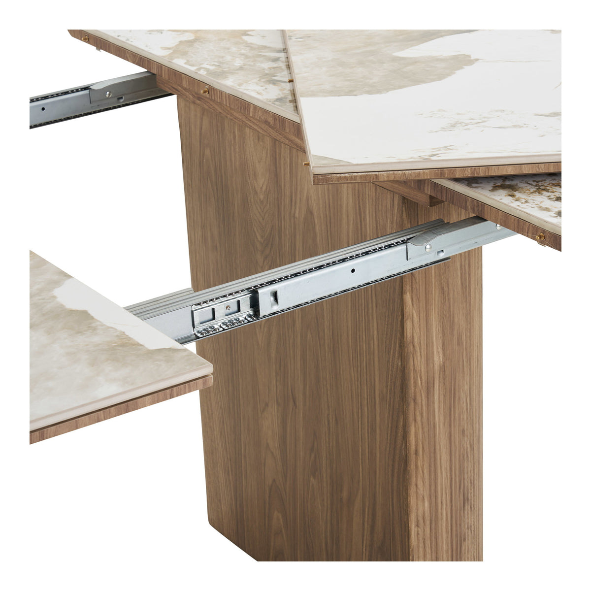Eila Esstisch rund, ausziehbar – Keramik Weiß/Braun, ø 120 cm, bis 200 cm – Ansicht 5