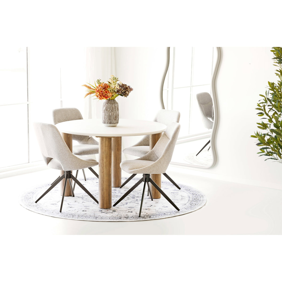 Tilde Esstisch rund – Zementoptik Sand/Braun, ø 120 cm – Ansicht 7