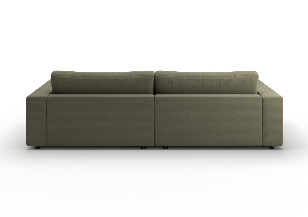 Skagen 3-Sitzer-Sofa in Feincord Oliv – Rückansicht