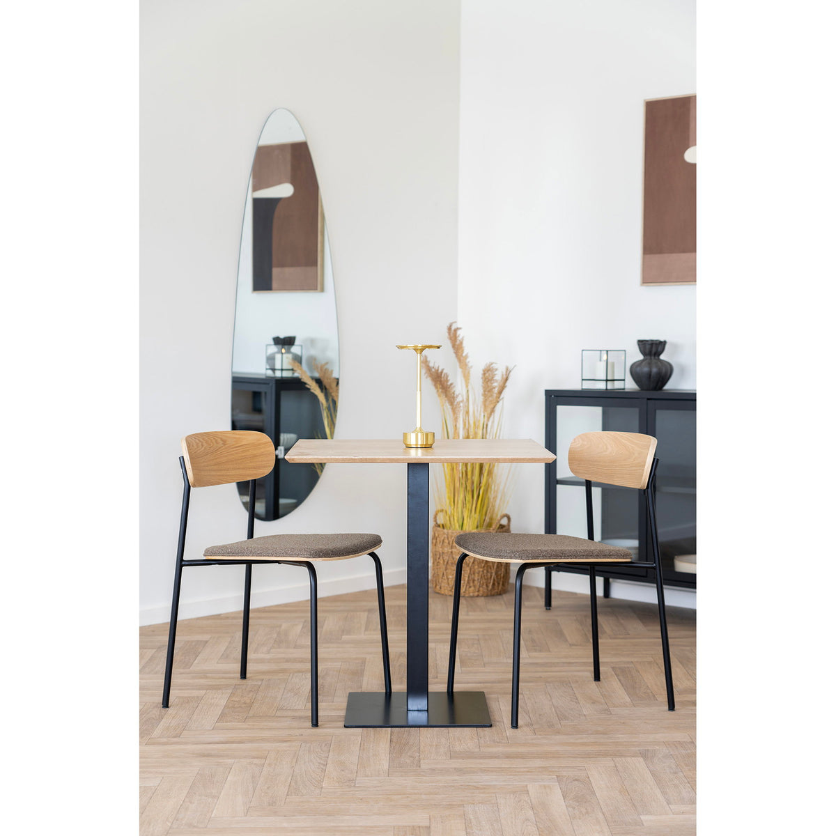 Eik Bistrotisch – Melamin Natur, Gestell Schwarz, 70 × 70 × 75 cm – Ansicht 6