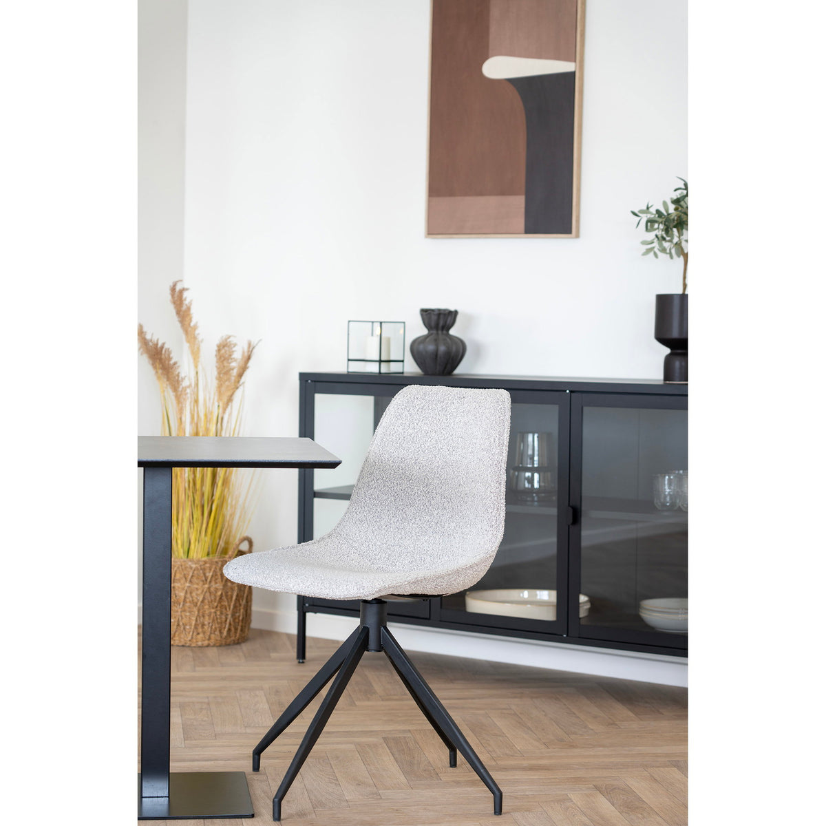 Eik Bistrotisch – Melamin, Steinoptik Dunkelgrau, Gestell Schwarz, 70 × 70 × 75 cm – Ansicht 8