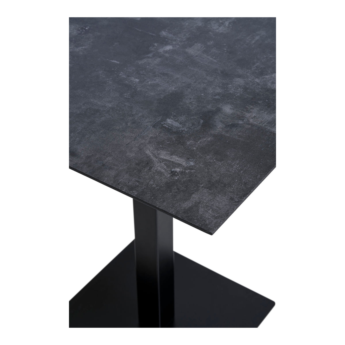 Eik Bistrotisch – Melamin, Steinoptik Dunkelgrau, Gestell Schwarz, 70 × 70 × 75 cm – Ansicht 3