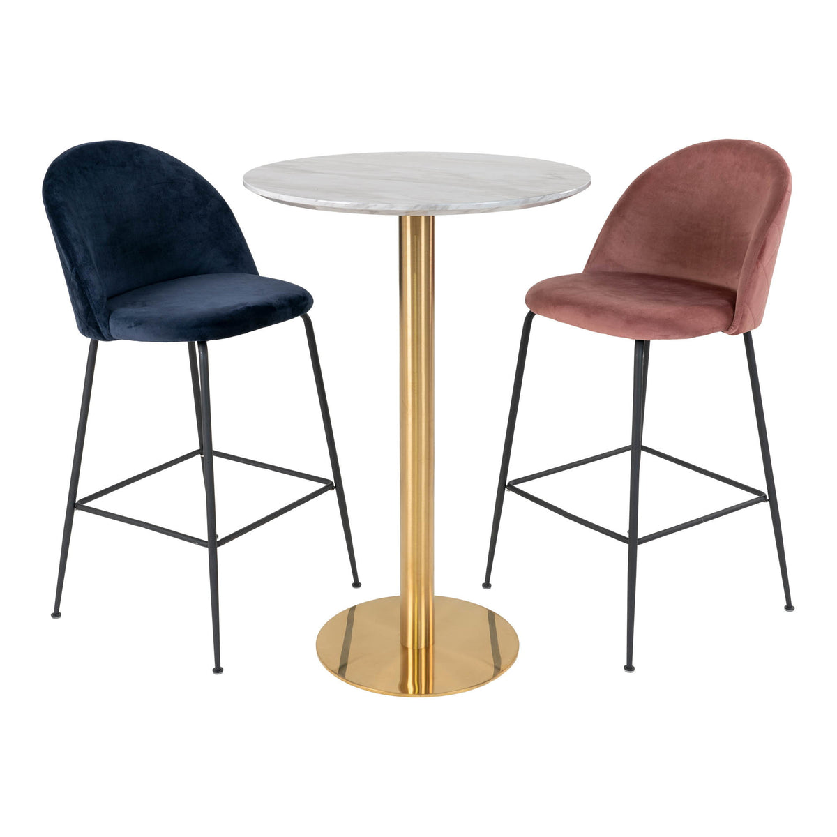 Sina Bartisch rund – Marmoroptik Weiß, Gestell Messing, ø 70 × 105 cm – Ansicht 4
