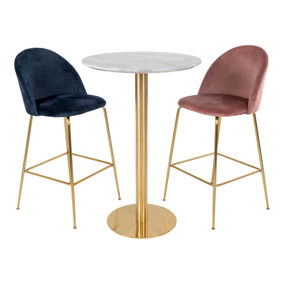 Sina Bartisch rund – Marmoroptik Weiß, Gestell Messing, ø 70 × 105 cm – Ansicht 5