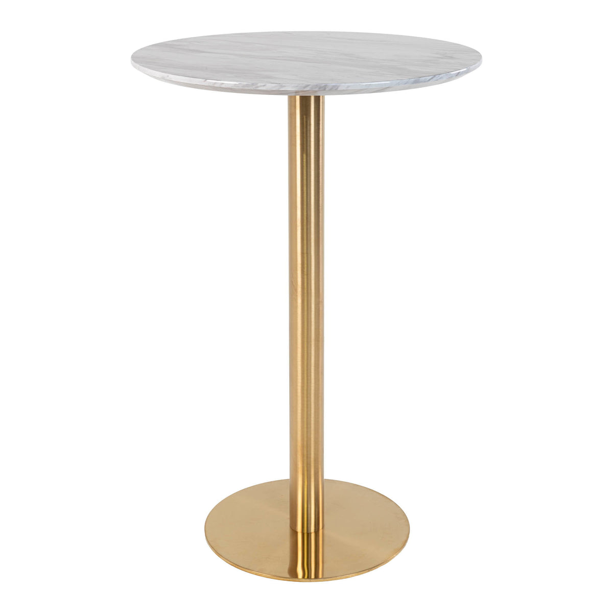 Sina Bartisch rund – Marmoroptik Weiß, Gestell Messing, ø 70 × 105 cm von Luiva Living