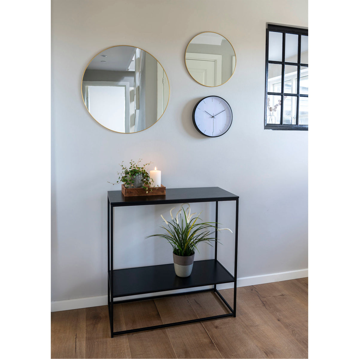 Sami Konsolentisch mit 2 Ablagen – Schwarz, Gestell Schwarz, 80 × 36 × 80 cm – Ansicht 7