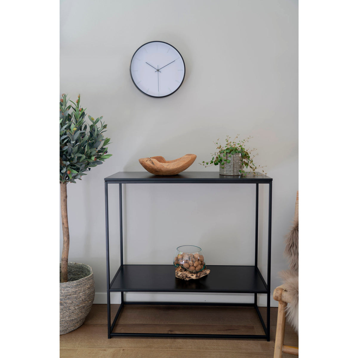 Sami Konsolentisch mit 2 Ablagen – Schwarz, Gestell Schwarz, 80 × 36 × 80 cm – Ansicht 8