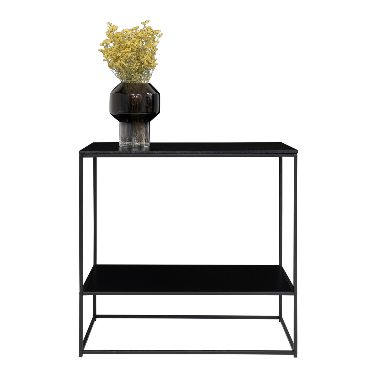 Sami Konsolentisch mit 2 Ablagen – Schwarz, Gestell Schwarz, 80 × 36 × 80 cm – Ansicht 3