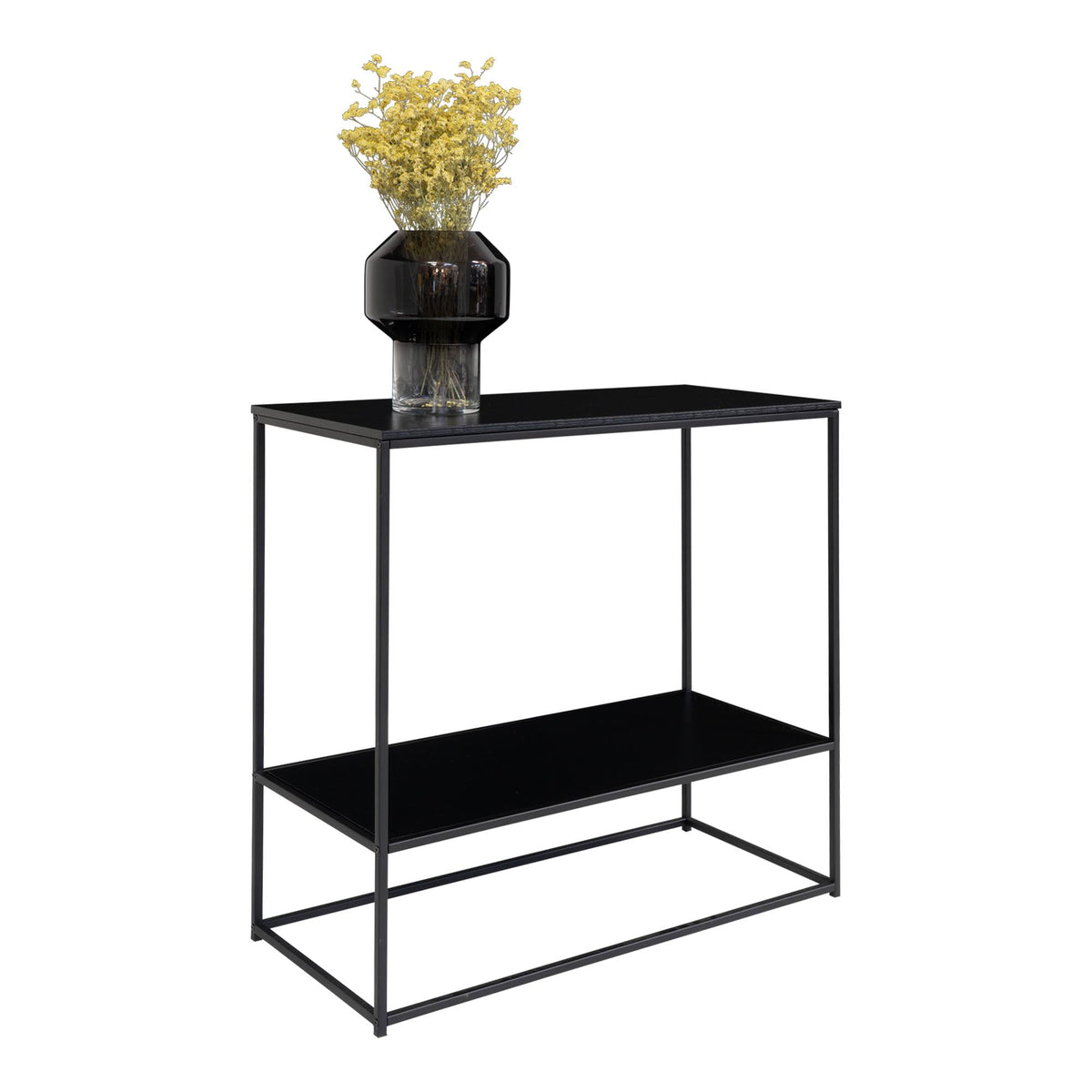 Sami Konsolentisch mit 2 Ablagen – Schwarz, Gestell Schwarz, 80 × 36 × 80 cm von Luiva Living