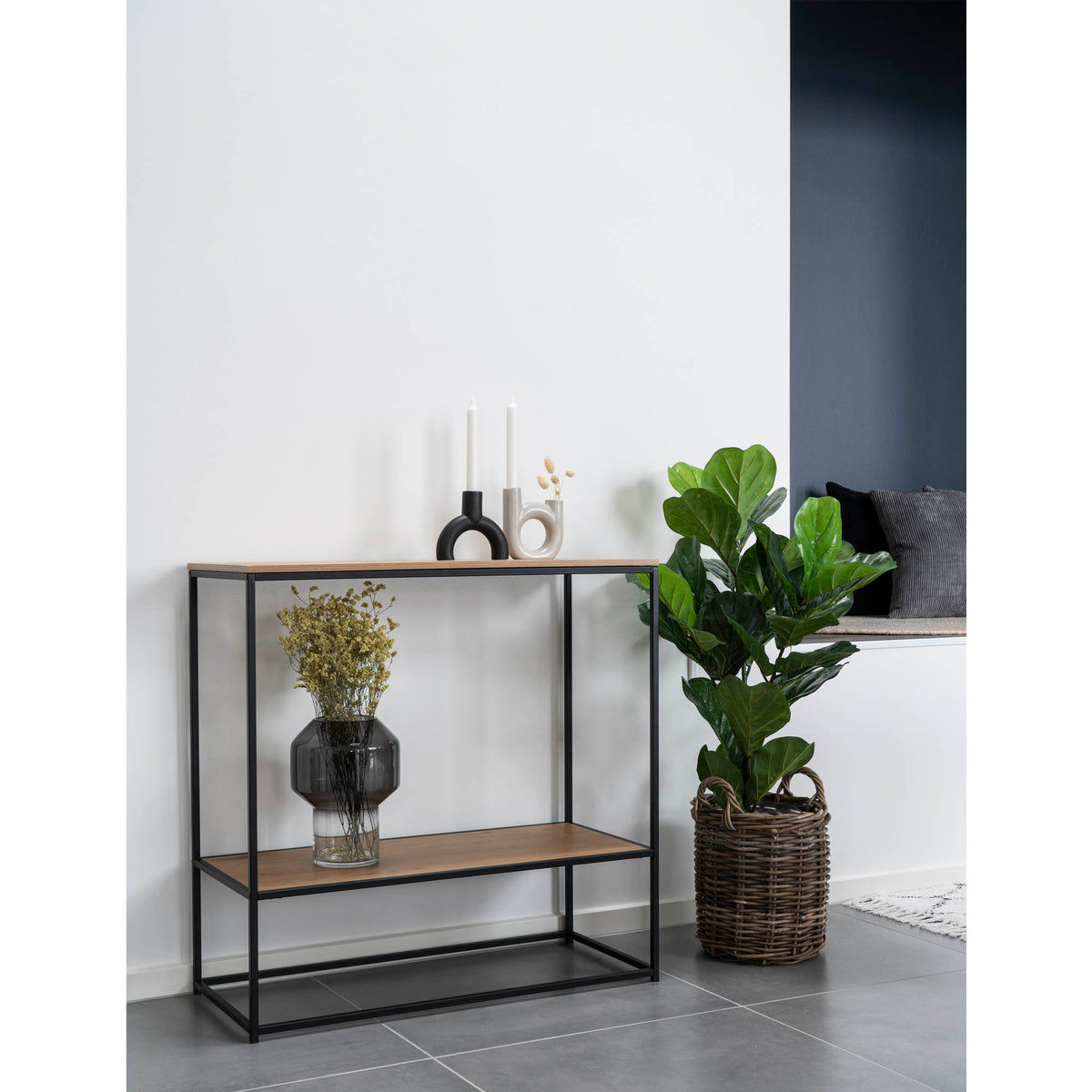 Sami Konsolentisch – Eichenoptik Natur, Gestell Schwarz, 80 × 36 × 80 cm – Ansicht 6