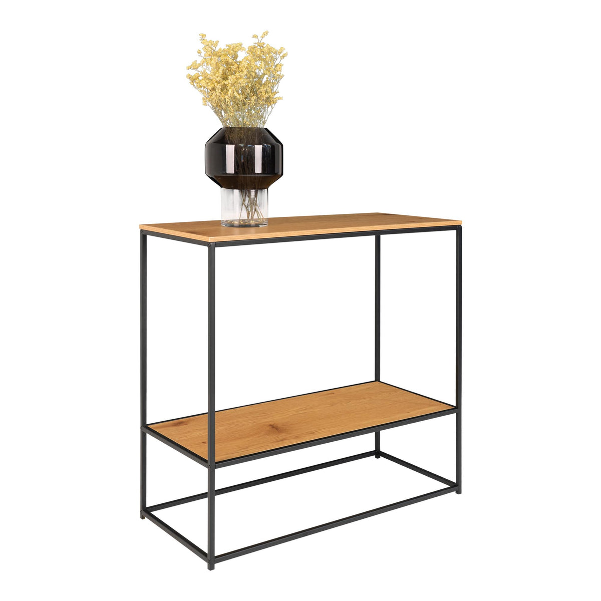 Sami Konsolentisch – Eichenoptik Natur, Gestell Schwarz, 80 × 36 × 80 cm von Luiva Living