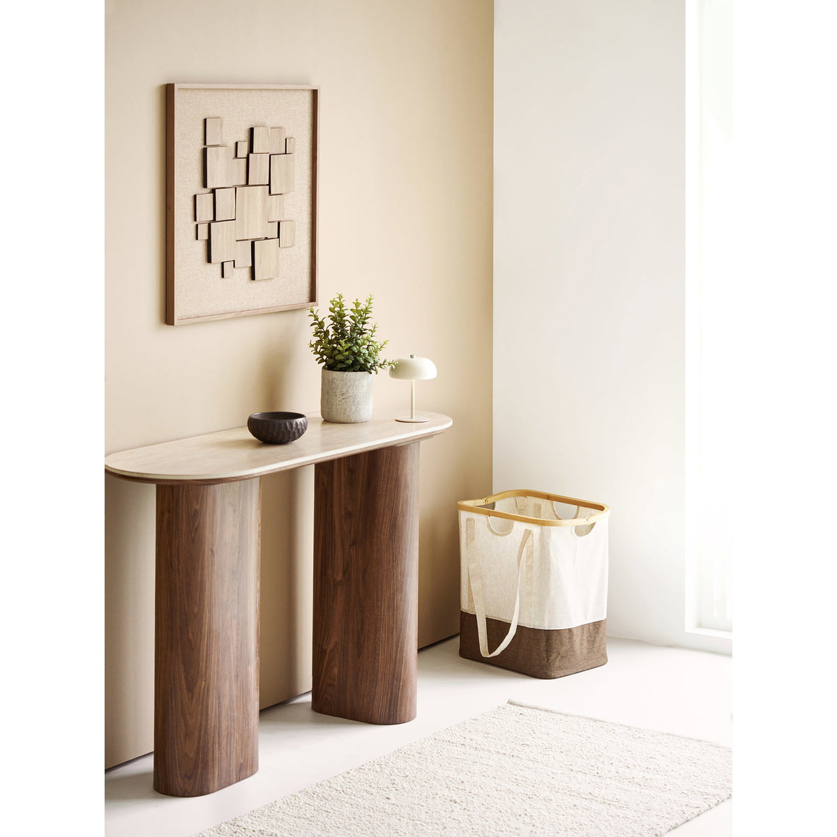 Bianca Konsolentisch – Keramik Travertin/Dunkelbraun, 40 × 120 × 78 cm – Ansicht 7