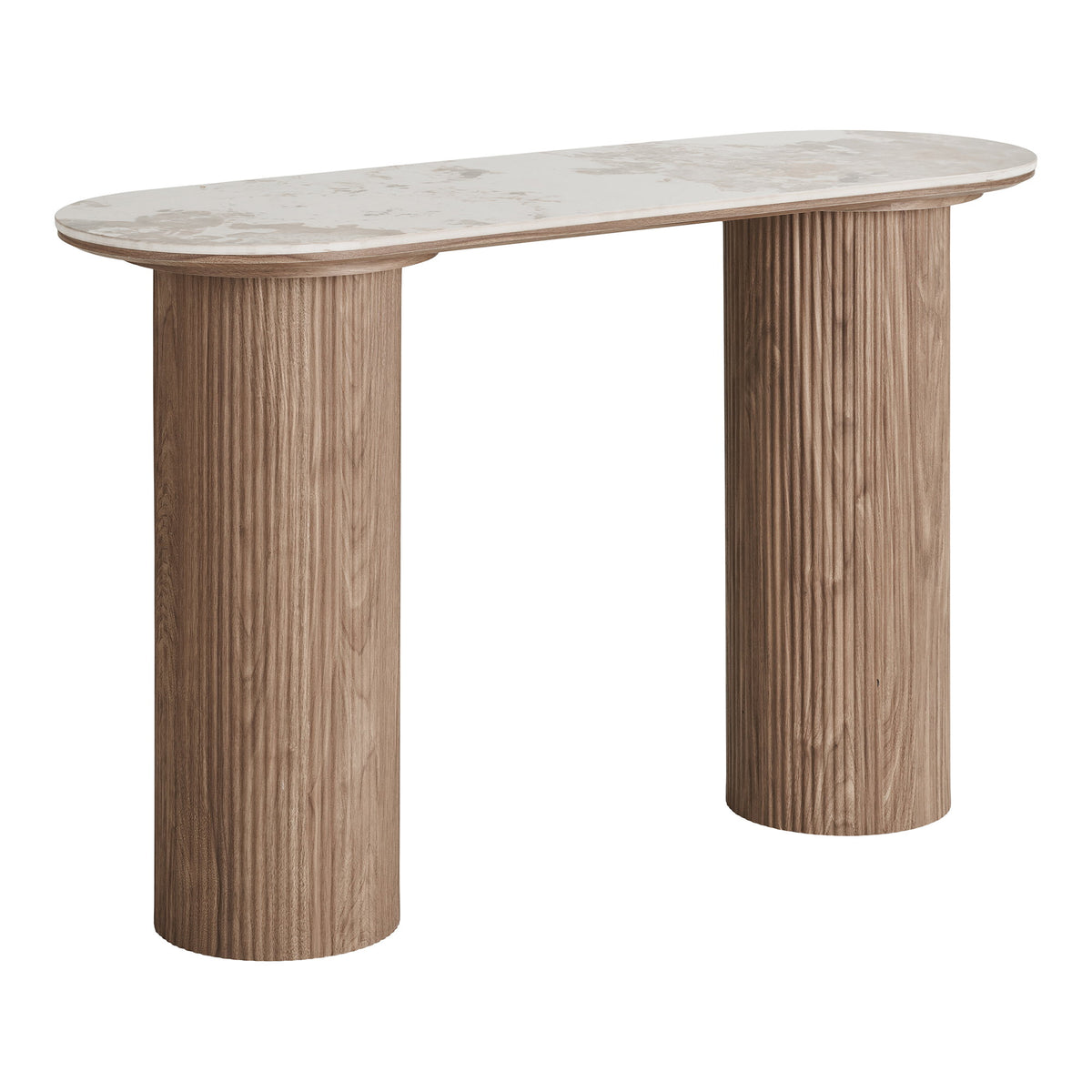 Eila Konsolentisch – Keramik Weiß/Braun, 40 × 120 × 78 cm – Ansicht 2