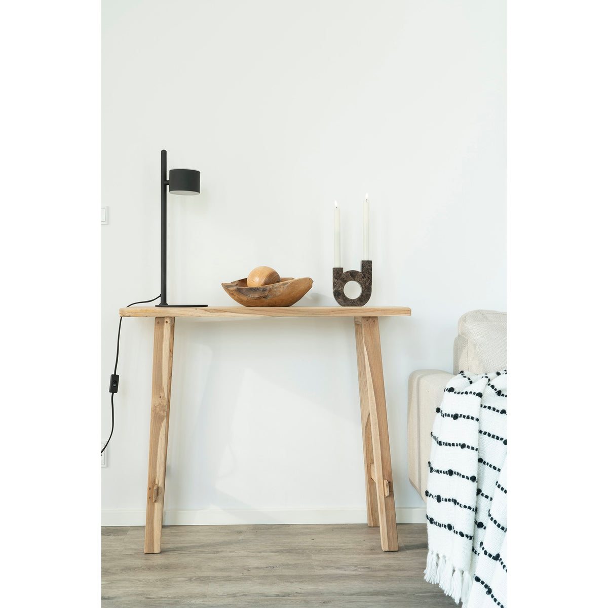 Jano Konsolentisch – Teak Natur, 90 × 30 × 80 cm – Ansicht 9