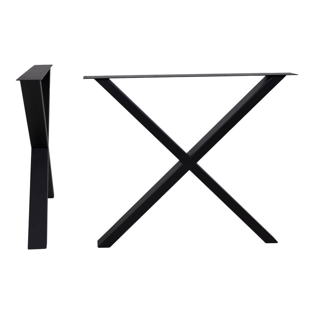 Hakon Tischbeine in X-Form – Stahl, pulverbeschichtet Schwarz, 8 × 86 × 70,8 cm von Luiva Living