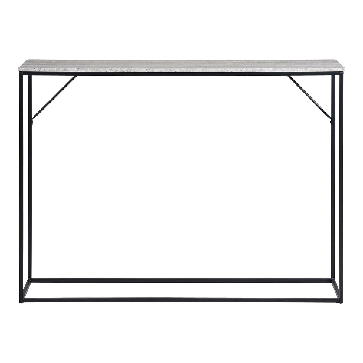 Sami Konsolentisch – Travertinoptik Natur, Gestell Schwarz, 110 × 26 × 80 cm von Luiva Living