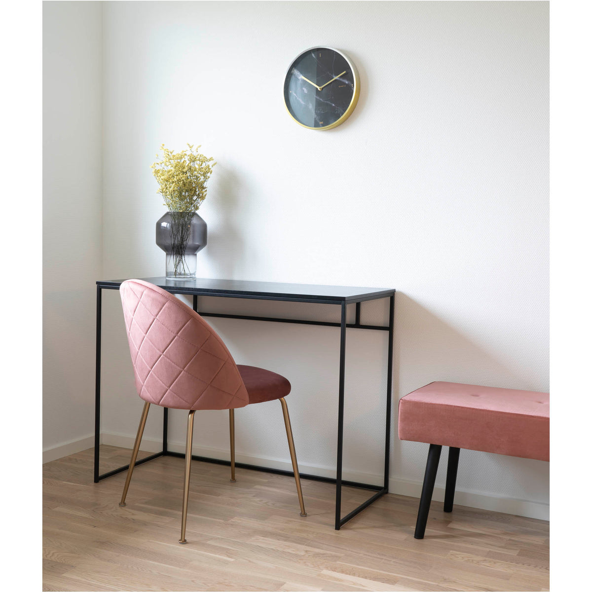 Sami Schreibtisch – Schwarz, Gestell Schwarz, 100 × 45 × 75 cm – Ansicht 9