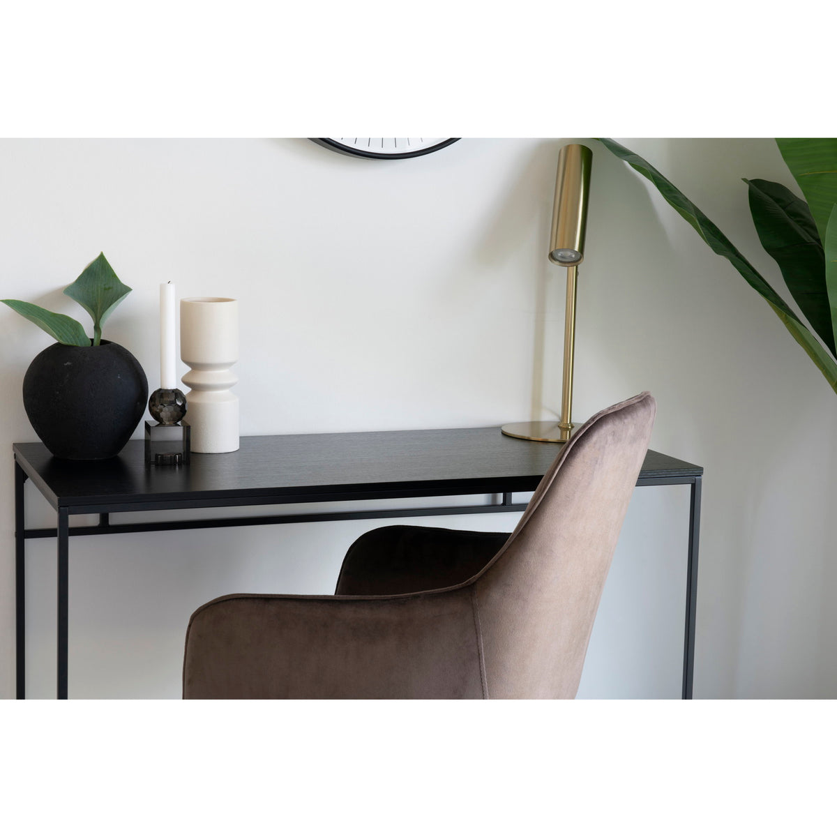 Sami Schreibtisch – Schwarz, Gestell Schwarz, 100 × 45 × 75 cm – Ansicht 10