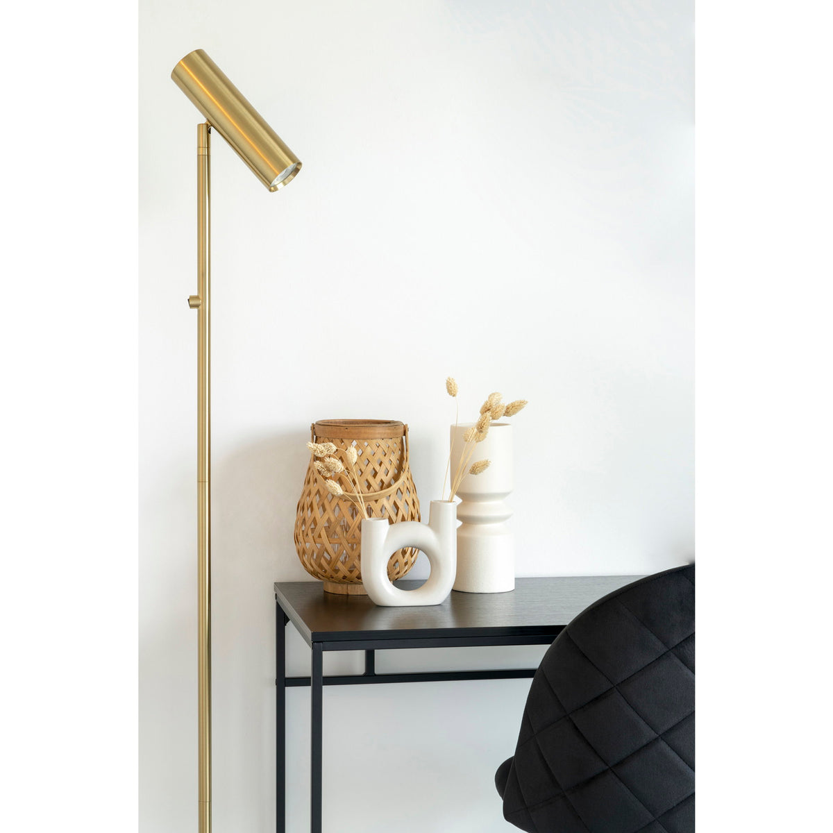 Sami Schreibtisch – Schwarz, Gestell Schwarz, 100 × 45 × 75 cm – Ansicht 11
