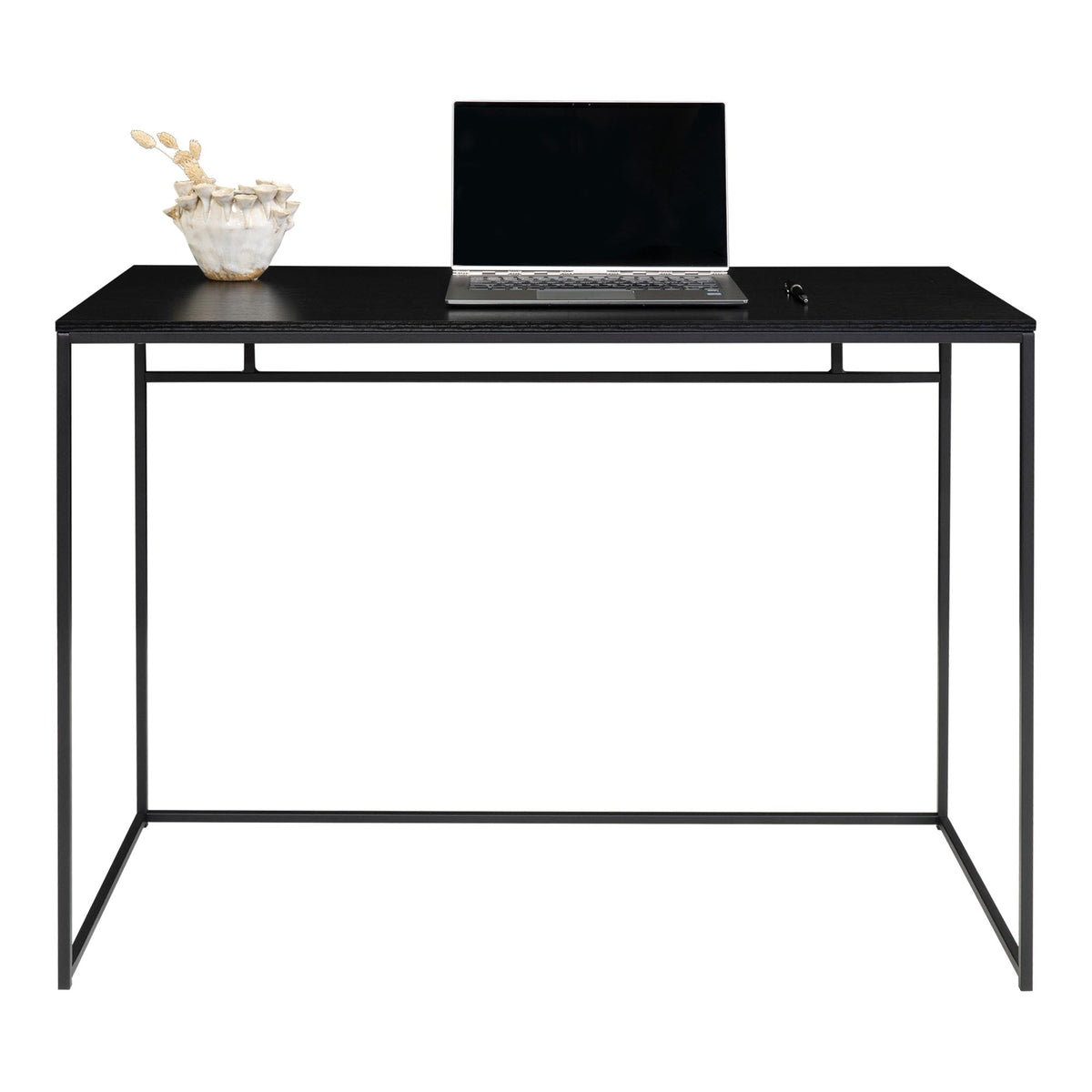 Sami Schreibtisch – Schwarz, Gestell Schwarz, 100 × 45 × 75 cm – Ansicht 3