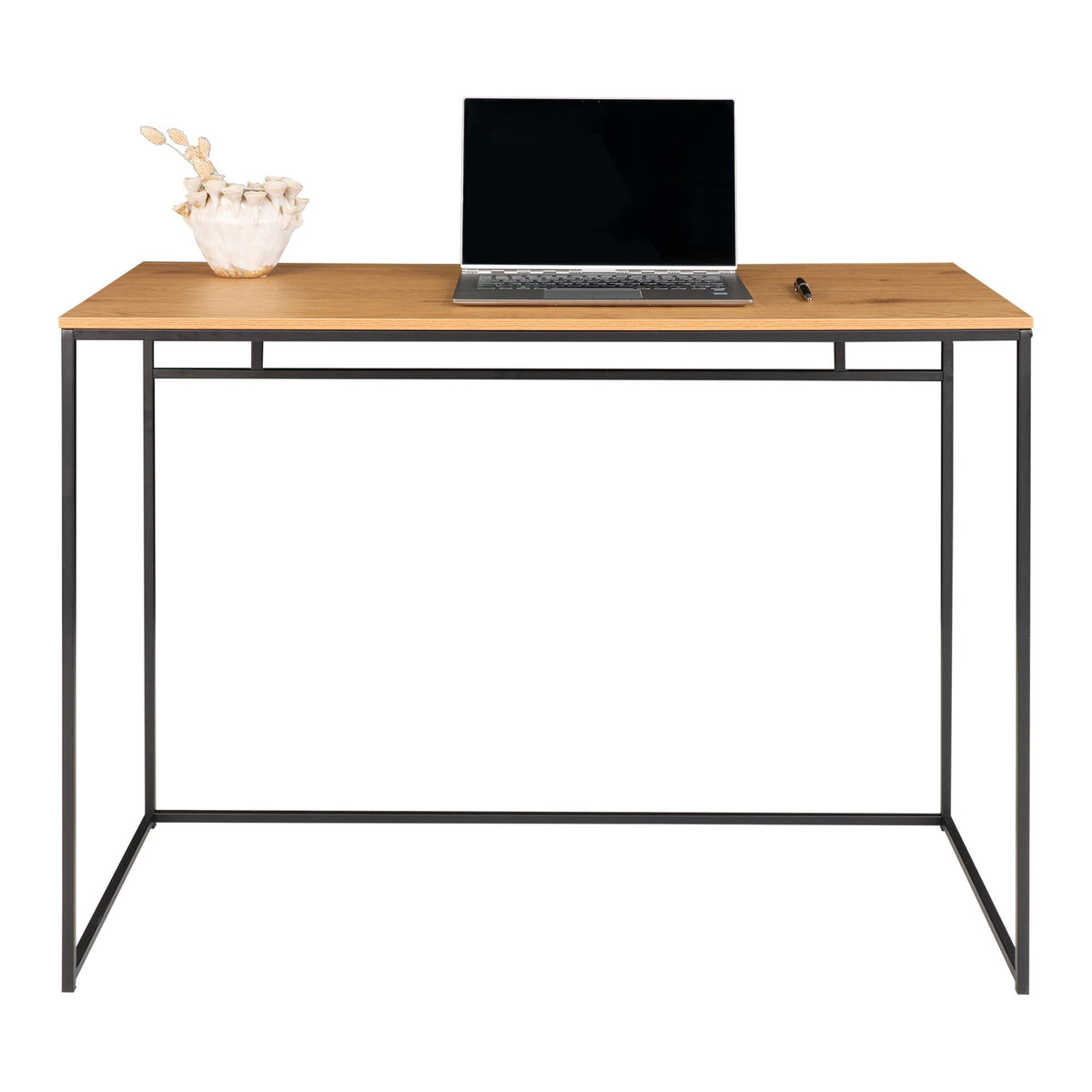 Sami Schreibtisch – Eichenoptik Natur, Gestell Schwarz, 100 × 45 × 75 cm – Ansicht 3