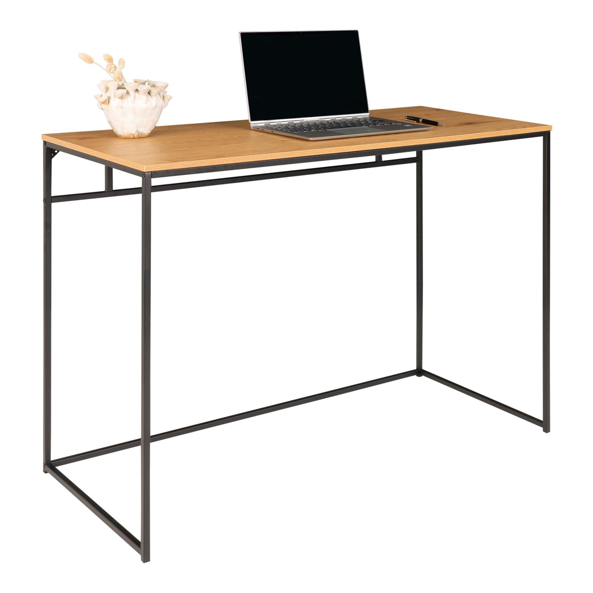 Sami Schreibtisch – Eichenoptik Natur, Gestell Schwarz, 100 × 45 × 75 cm von Luiva Living