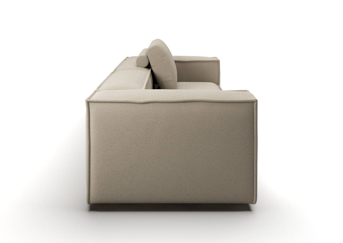 Bergen 2-Sitzer-Sofa kompakt in Feincord Sand – Seitenansicht