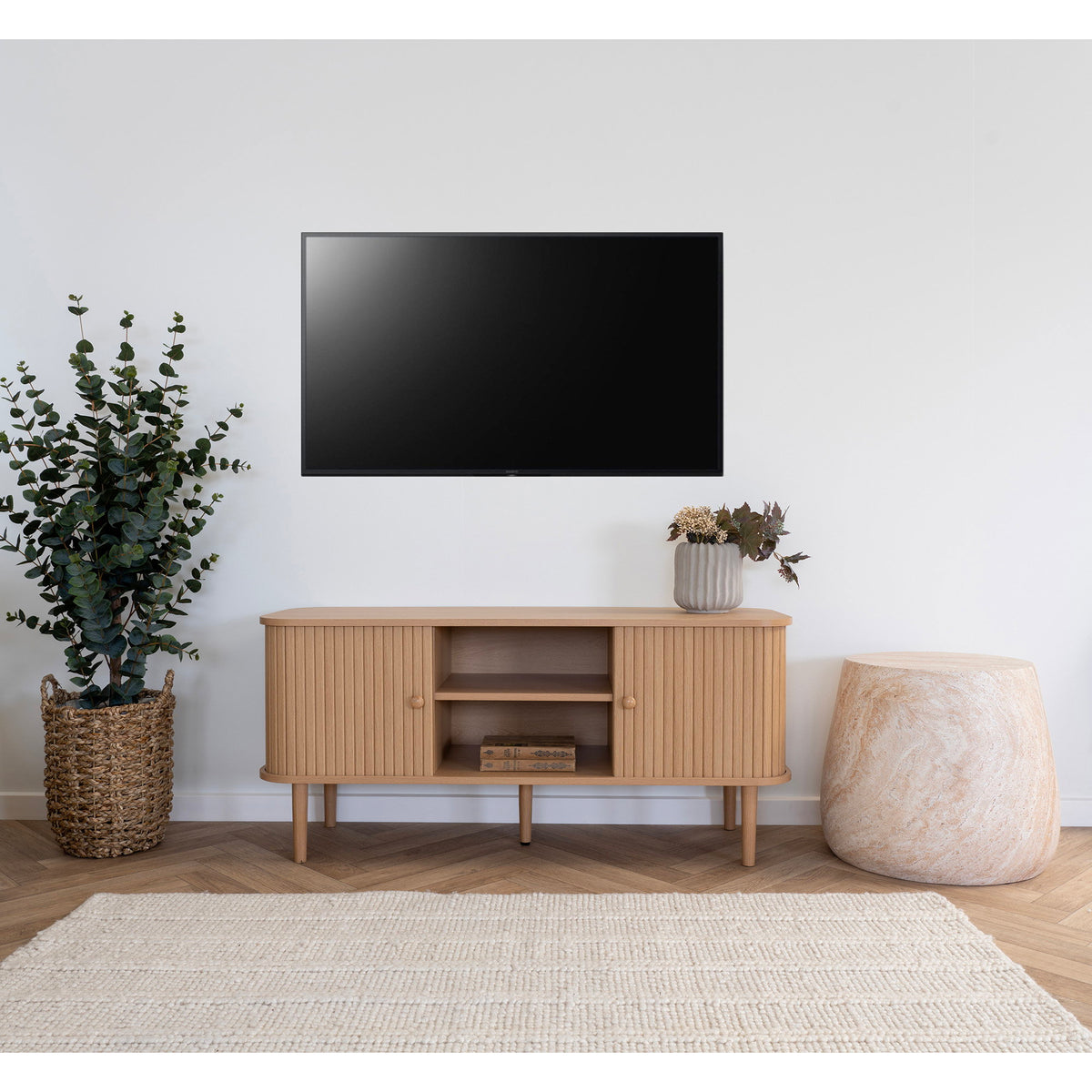 Arvid TV-Board mit 2 Türen – Natur, 113 × 40 × 52 cm – Ansicht 7