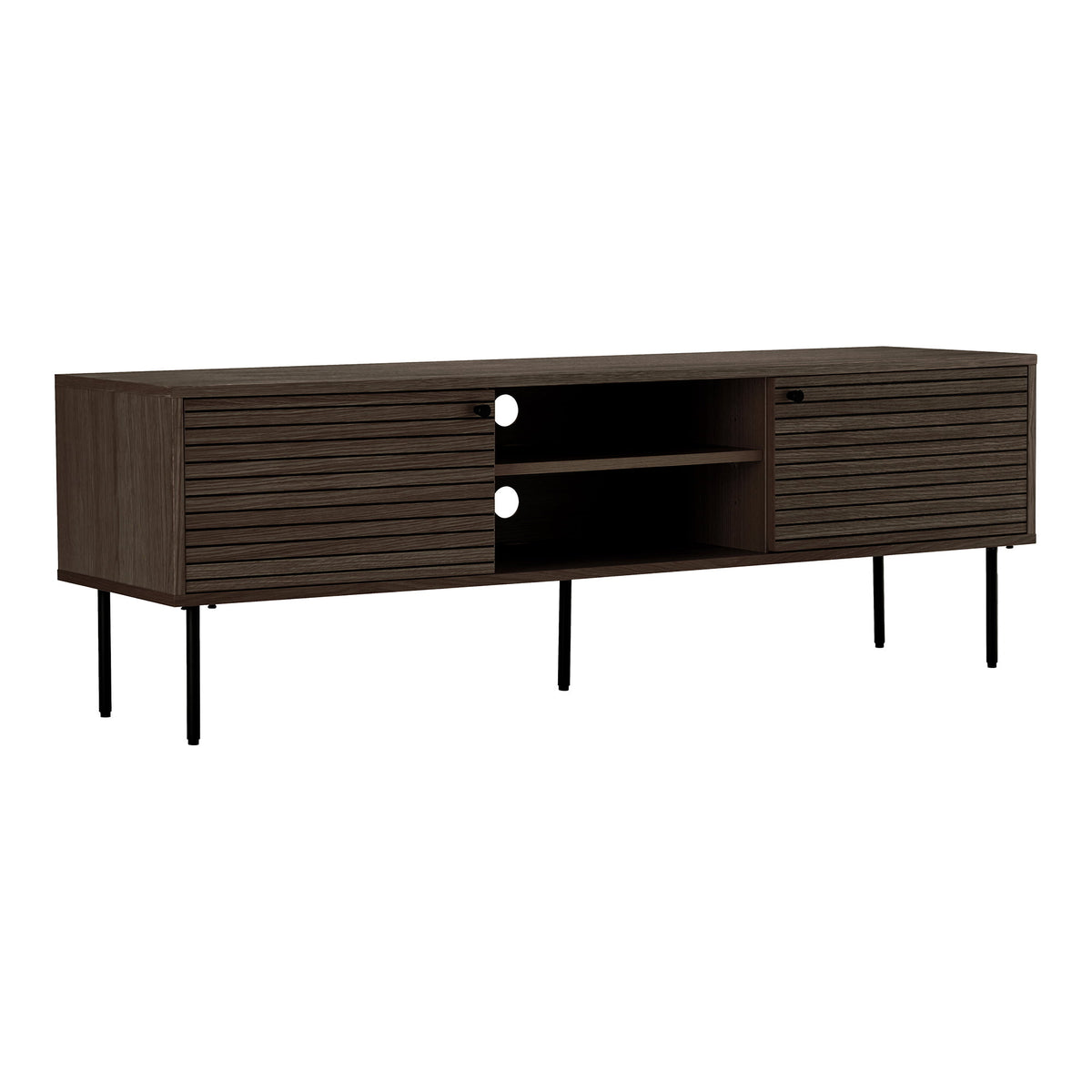 Gunnar TV-Board mit 2 Türen – Furnier Eiche geräuchert, Beine Schwarz, 150 × 40 × 50 cm – Ansicht 2