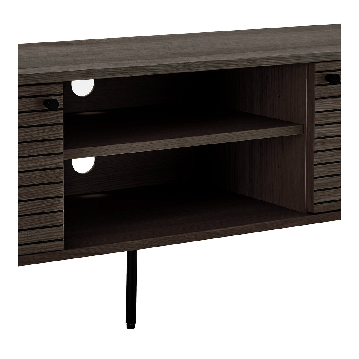 Gunnar TV-Board mit 2 Türen – Furnier Eiche geräuchert, Beine Schwarz, 150 × 40 × 50 cm – Ansicht 6