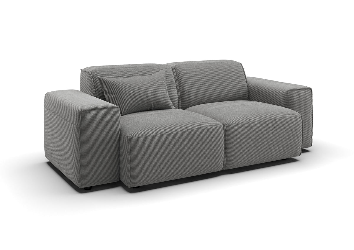 Lund 2-Sitzer-Sofa in Feincord Grau – mit Dekokissen