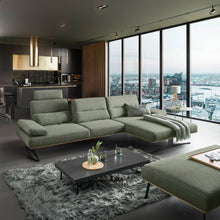 Arendal Ecksofa mit Longchair in Webstoff Turtle, Longchair rechts – Wohnbeispiel