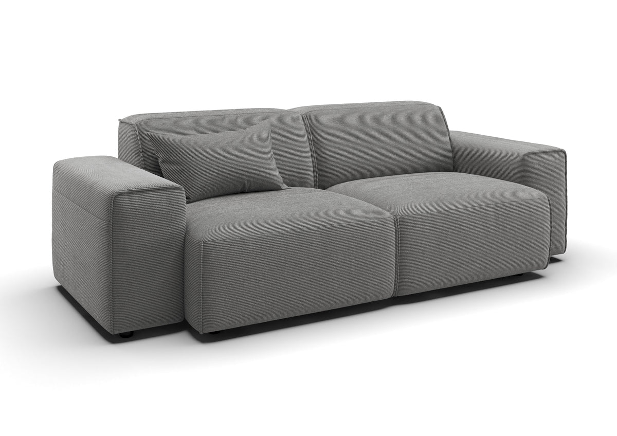 Lund 2,5-Sitzer-Sofa in Feincord Grau mit Dekokissen