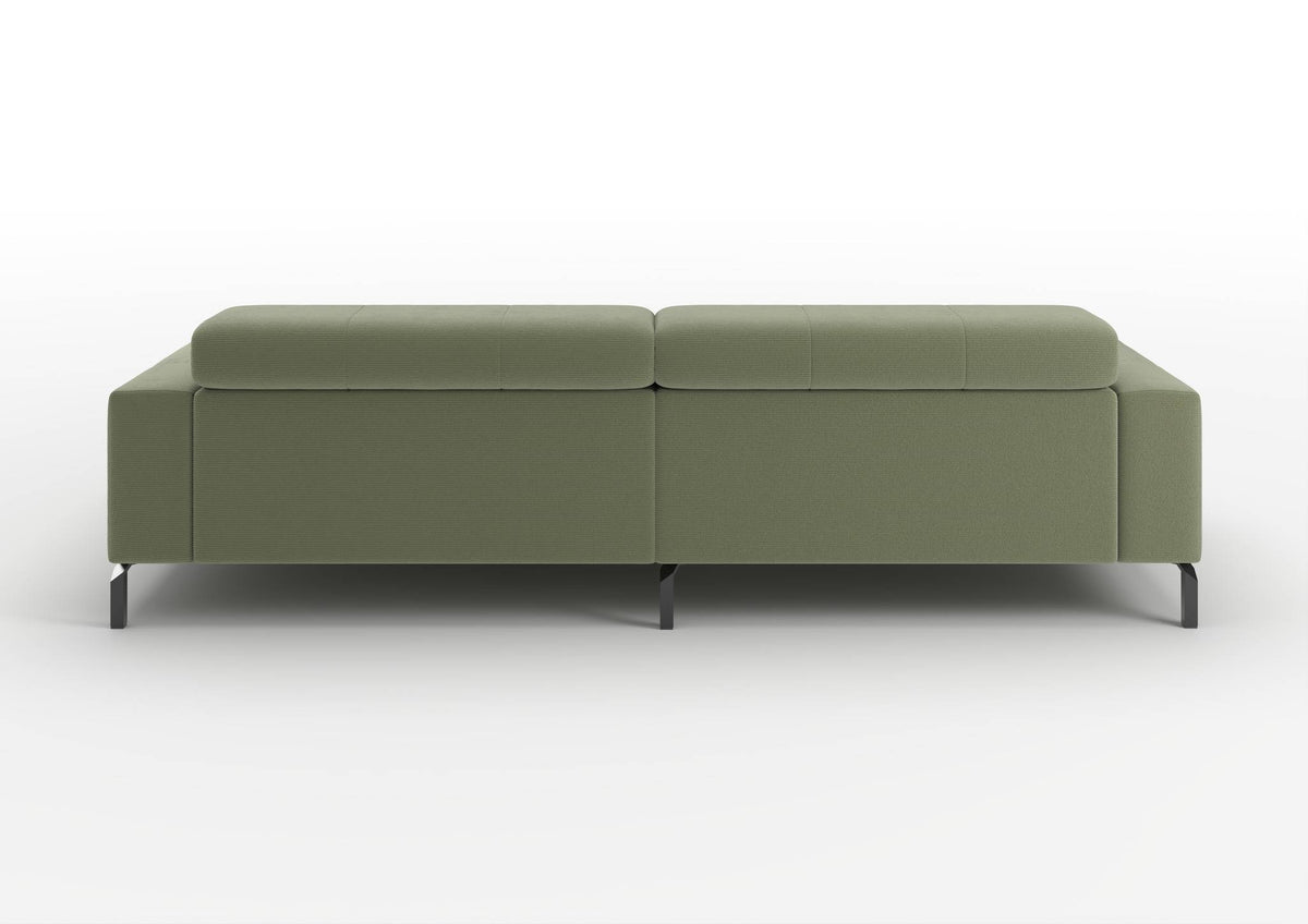 Kalmar Ecksofa kompakt mit Ottomane in Feincord Oliv, Ottomane rechts – Rückansicht