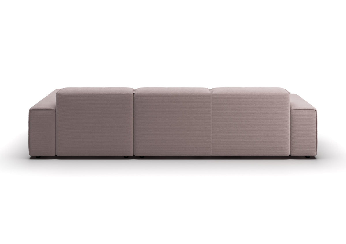 Lund Ecksofa mit Ottomane in Feincord Altrosa, Ottomane rechts – Rückansicht