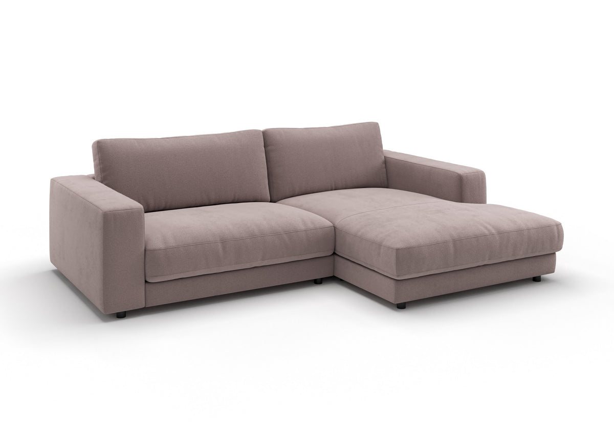 Skagen Ecksofa mit Longchair in Feincord Altrosa, Longchair rechts