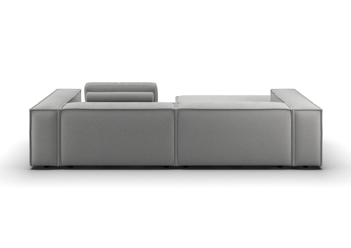 Bergen Ecksofa mit Longchair in Feincord Grau, Longchair links – Rückansicht