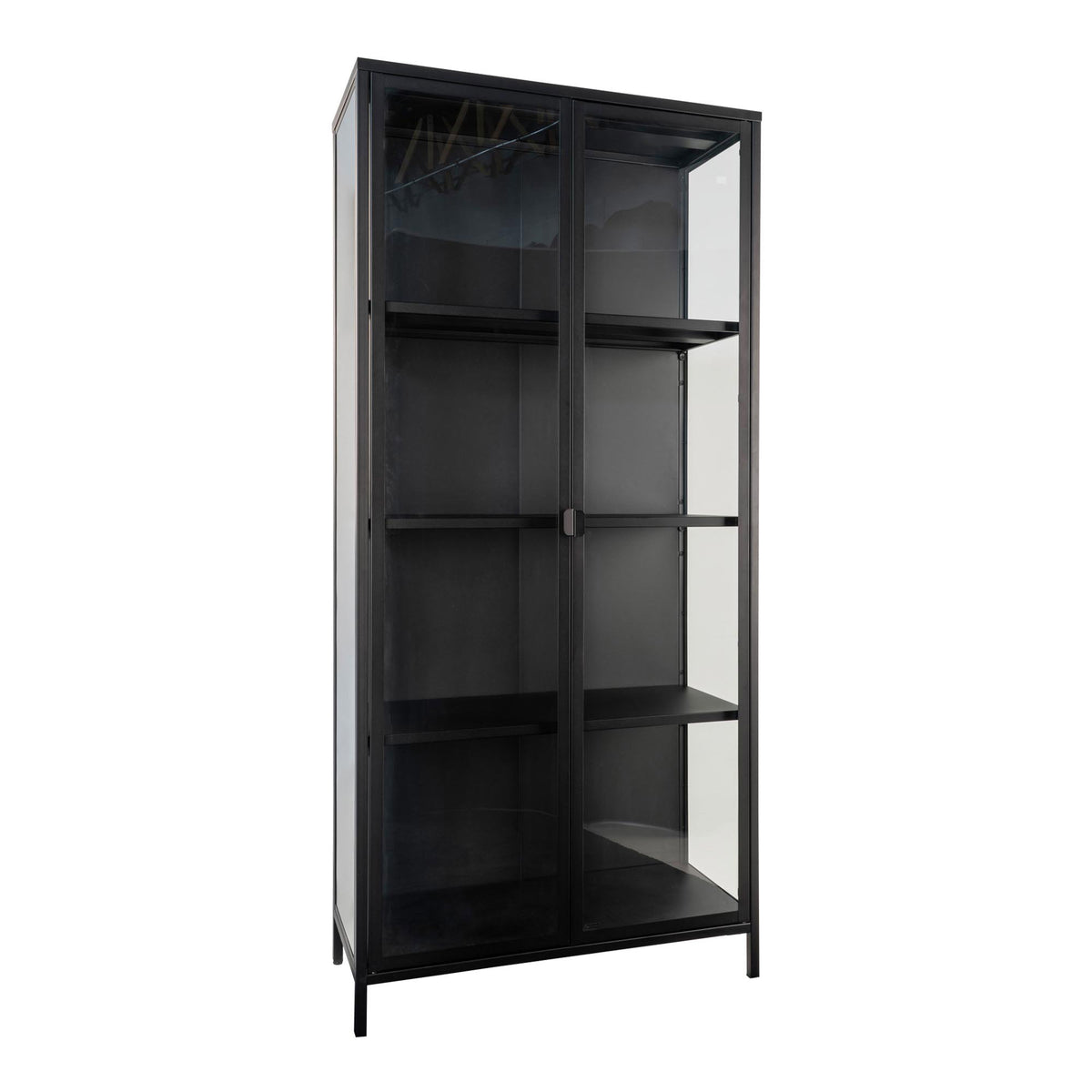 Arlo Vitrine mit 2 Glastüren – Stahl Schwarz, 80 × 35 × 175 cm – Ansicht 2