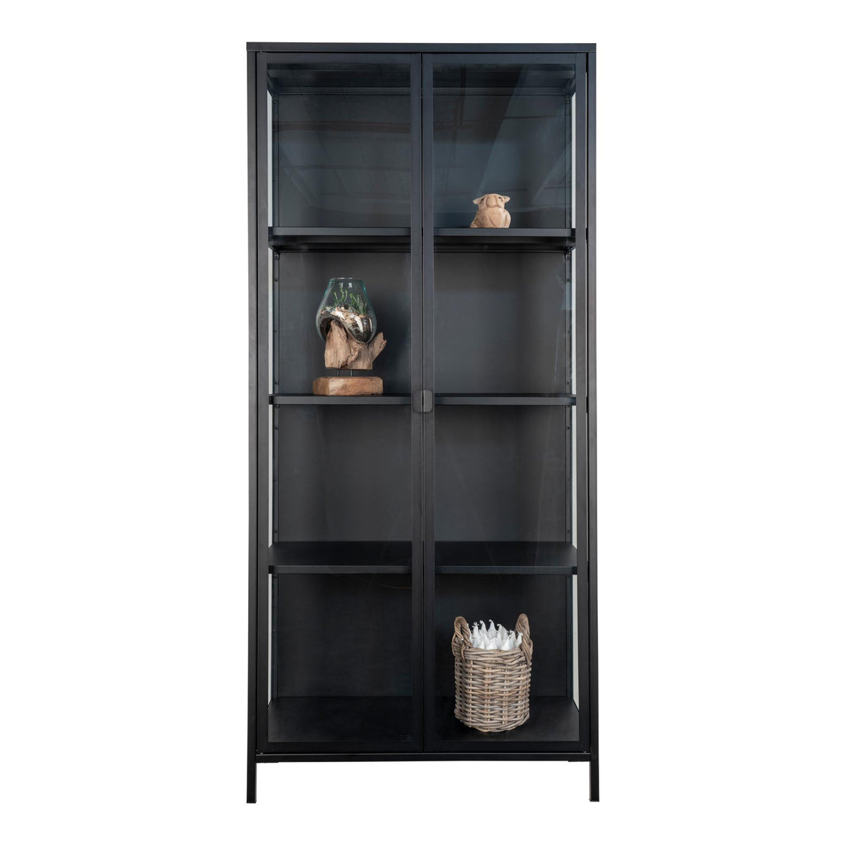 Arlo Vitrine mit 2 Glastüren – Stahl Schwarz, 80 × 35 × 175 cm – Ansicht 5