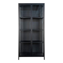 Arlo Vitrine mit 2 Glastüren – Stahl Schwarz, 80 × 35 × 175 cm von Luiva Living