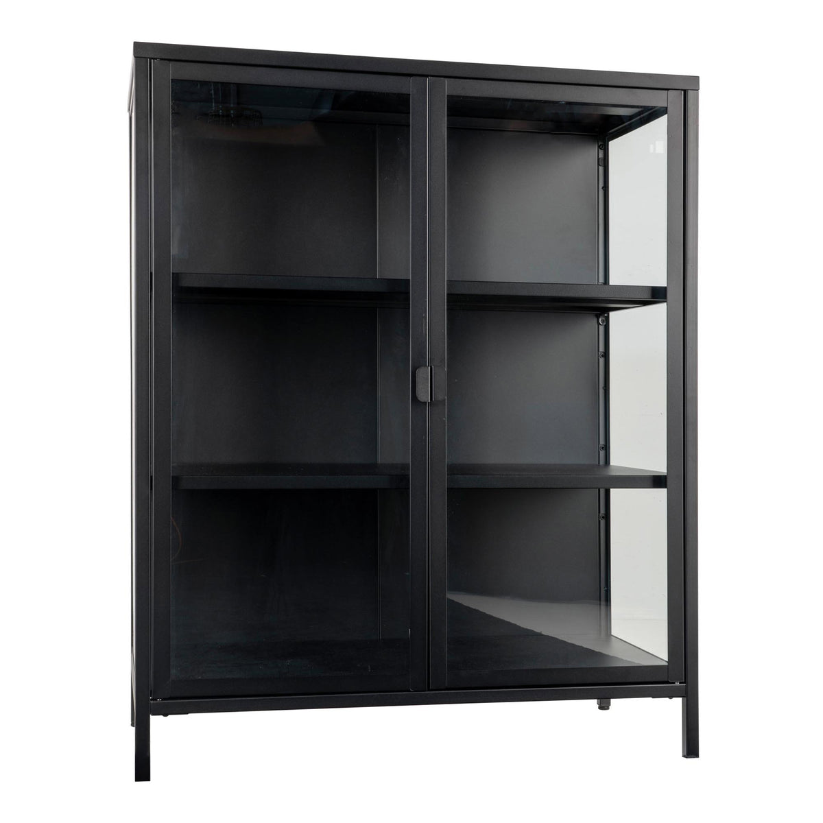 Arlo Vitrine mit 2 Glastüren – Stahl Schwarz, 80 × 40 × 101 cm – Ansicht 2