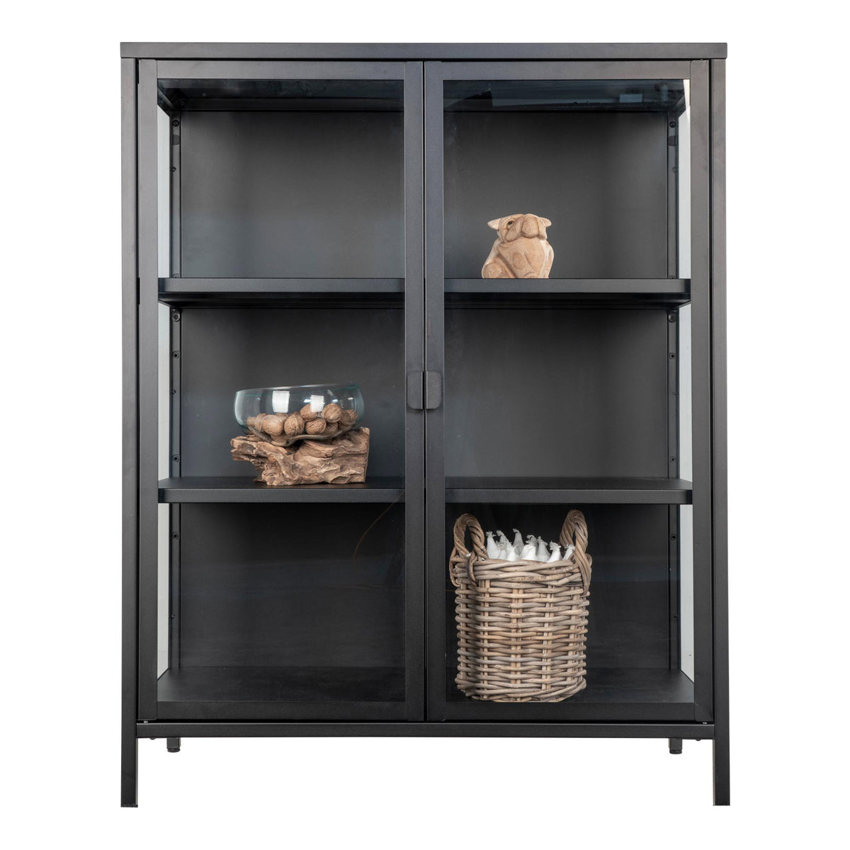Arlo Vitrine mit 2 Glastüren – Stahl Schwarz, 80 × 40 × 101 cm – Ansicht 5