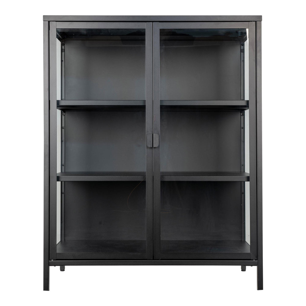 Arlo Vitrine mit 2 Glastüren – Stahl Schwarz, 80 × 40 × 101 cm von Luiva Living