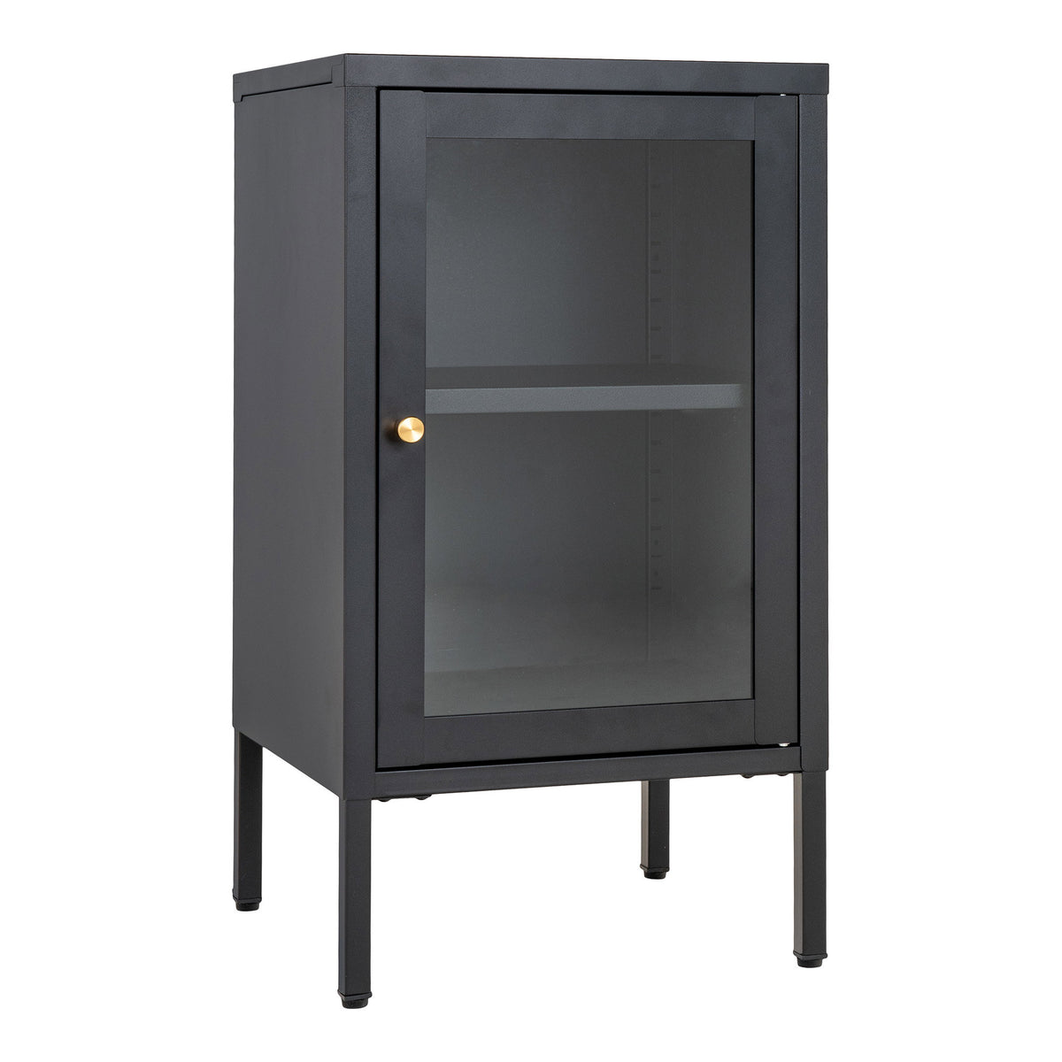 Joris Schrank mit Glastür – Stahl Schwarz, 38 × 35 × 70 cm – Ansicht 2