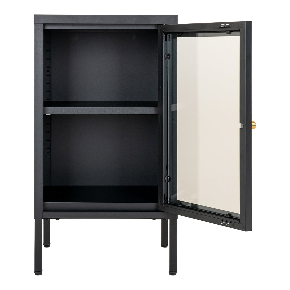 Joris Schrank mit Glastür – Stahl Schwarz, 38 × 35 × 70 cm – Ansicht 3