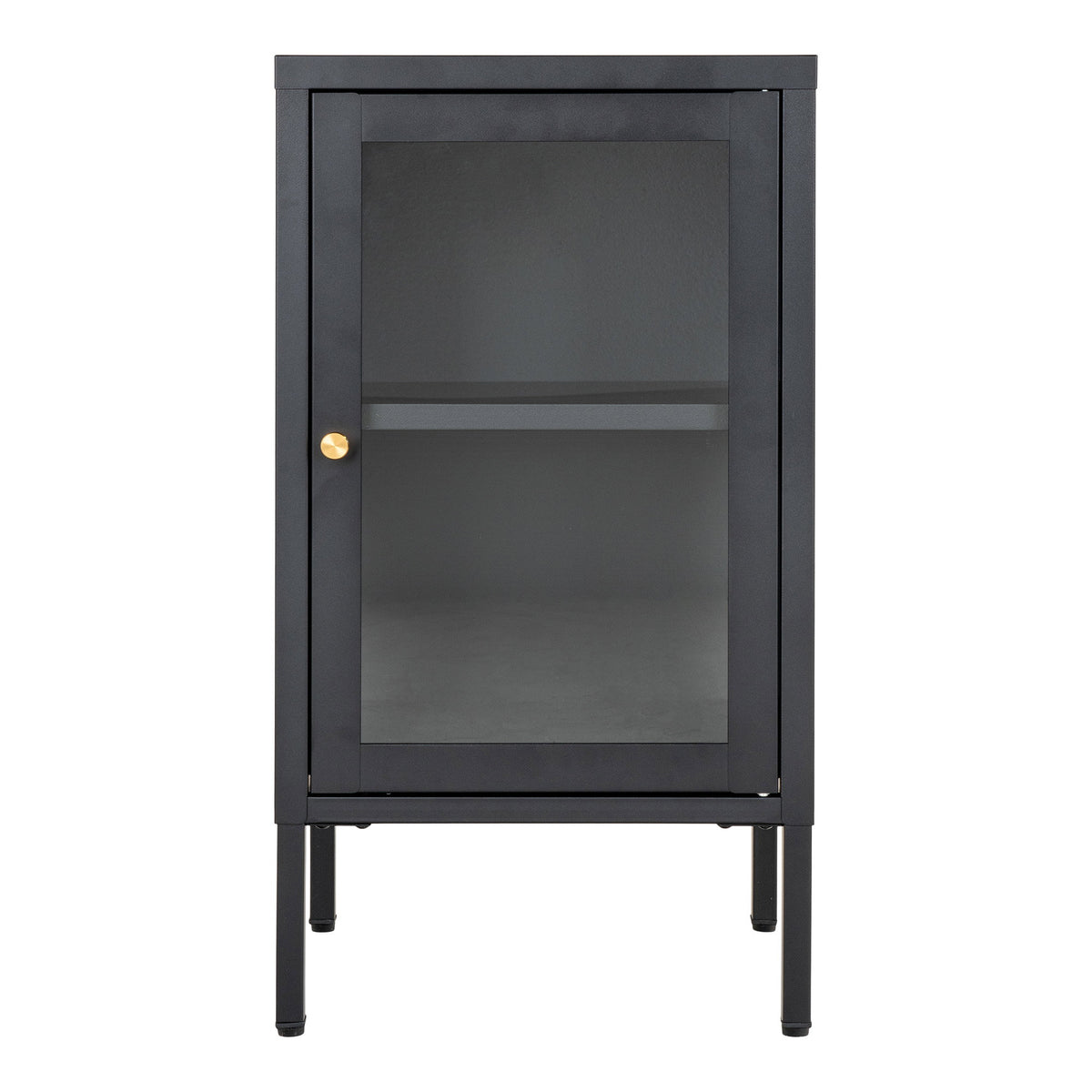 Joris Schrank mit Glastür – Stahl Schwarz, 38 × 35 × 70 cm von Luiva Living