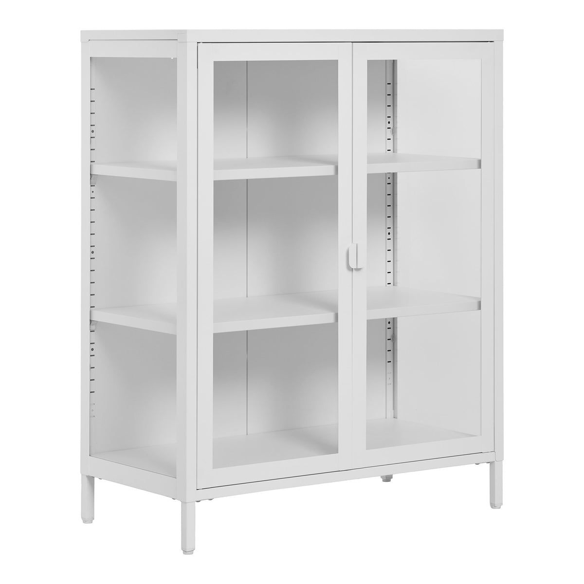 Arlo Vitrine mit 2 Glastüren – Stahl Weiß, 80 × 40 × 101 cm – Ansicht 2