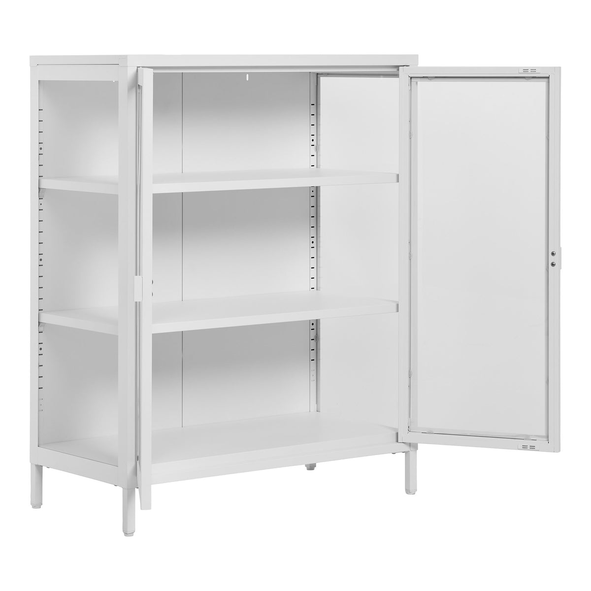 Arlo Vitrine mit 2 Glastüren – Stahl Weiß, 80 × 40 × 101 cm – Ansicht 4