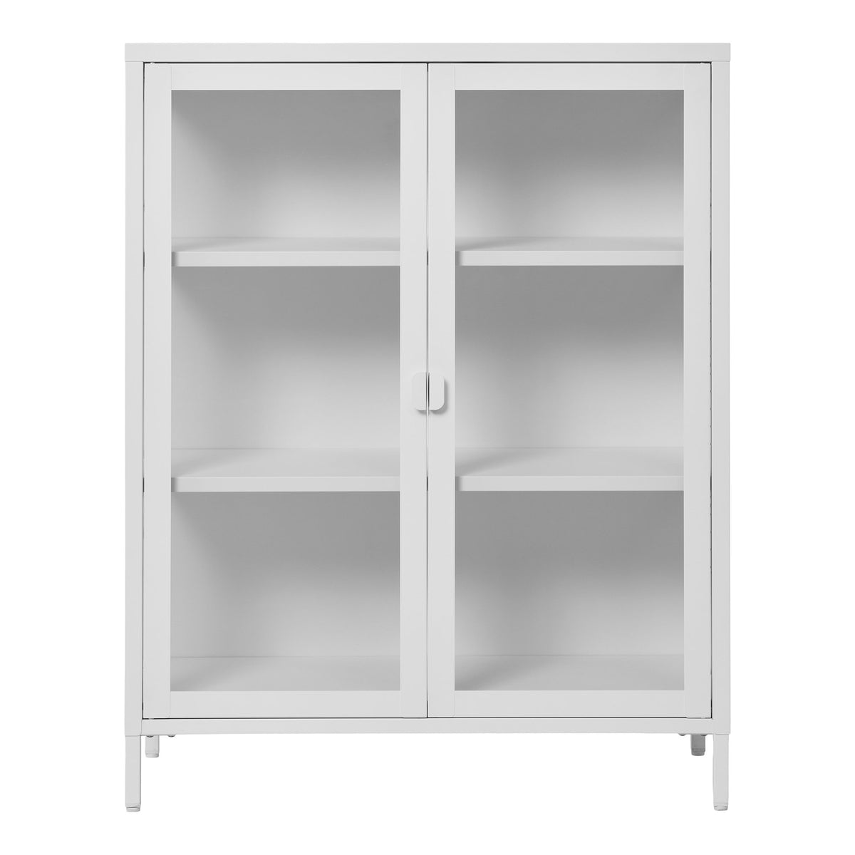 Arlo Vitrine mit 2 Glastüren – Stahl Weiß, 80 × 40 × 101 cm von Luiva Living