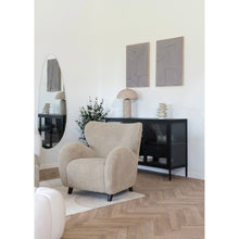 Arlo Sideboard mit 3 Glastüren – Stahl Schwarz, 140 × 40 × 85 cm – Ansicht 6